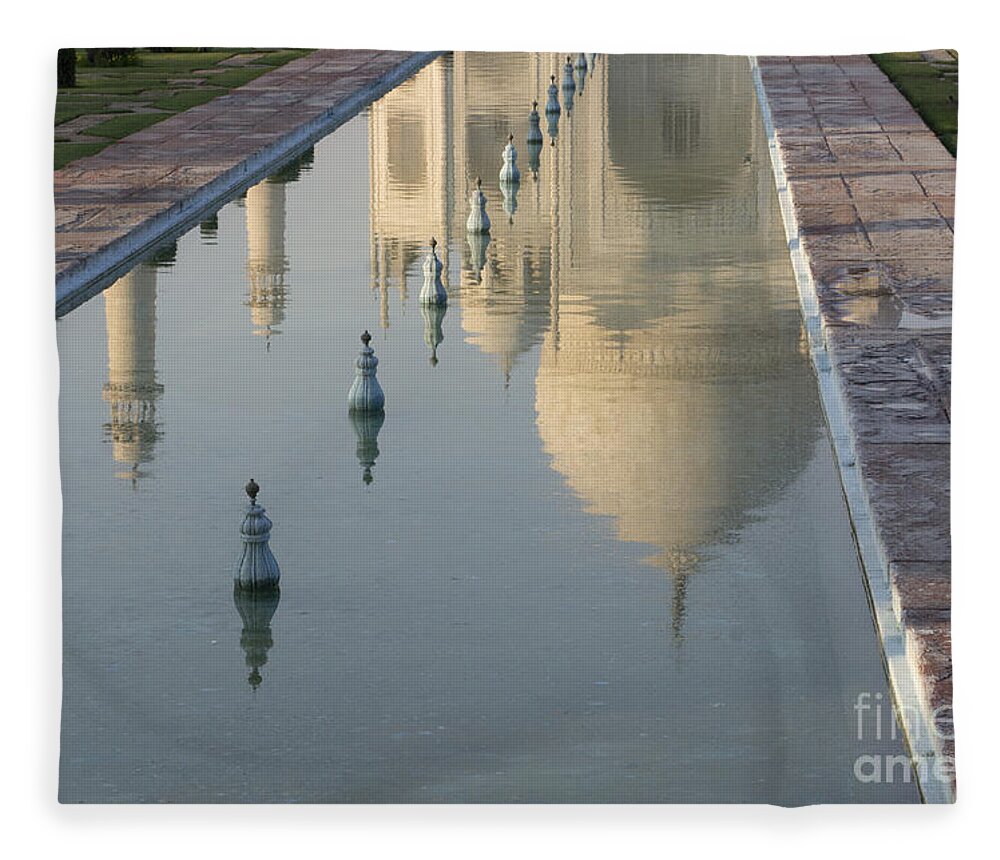 Reflection Of Taj Mahal Fleece Blanket featuring the photograph In Water by Elena Perelman