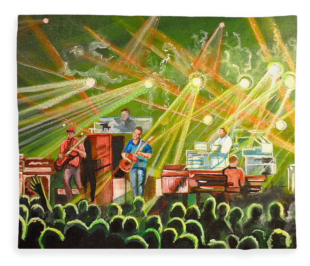 Umphrey's Mcgee Fleece Blanket featuring the painting In with the Um Crowd by Patricia Arroyo