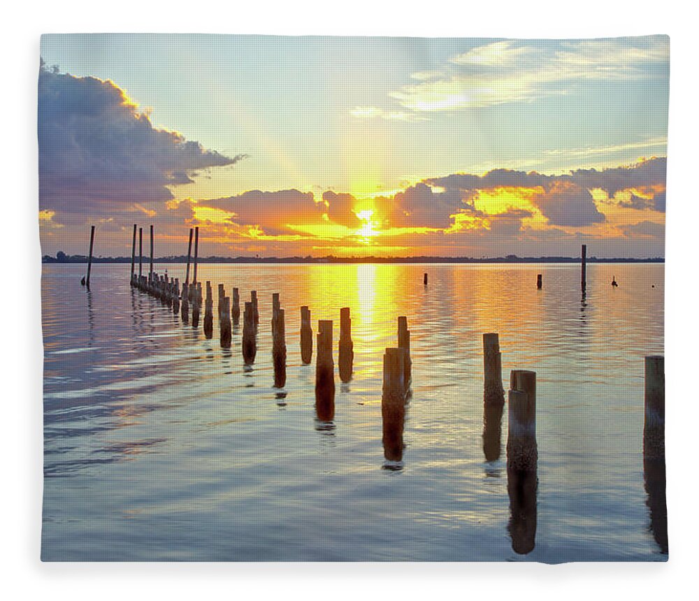 16323 Fleece Blanket featuring the photograph Indian River Sunrise by Gordon Elwell
