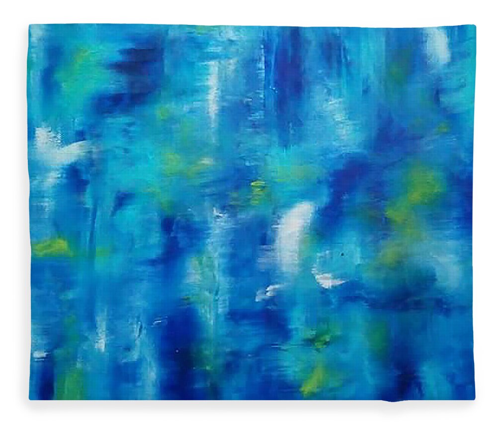 Abstract Fleece Blanket featuring the painting Insomnia Blues by Eseret Art