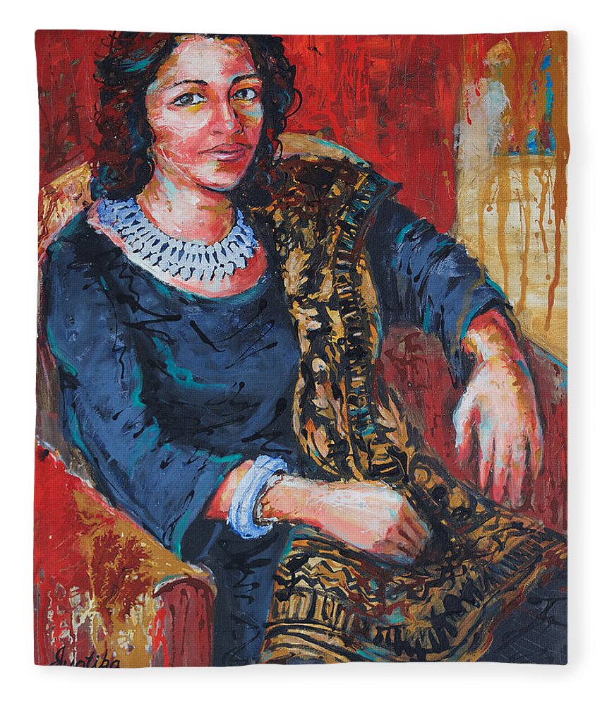 Original Painting Fleece Blanket featuring the painting Intrigue by Jyotika Shroff