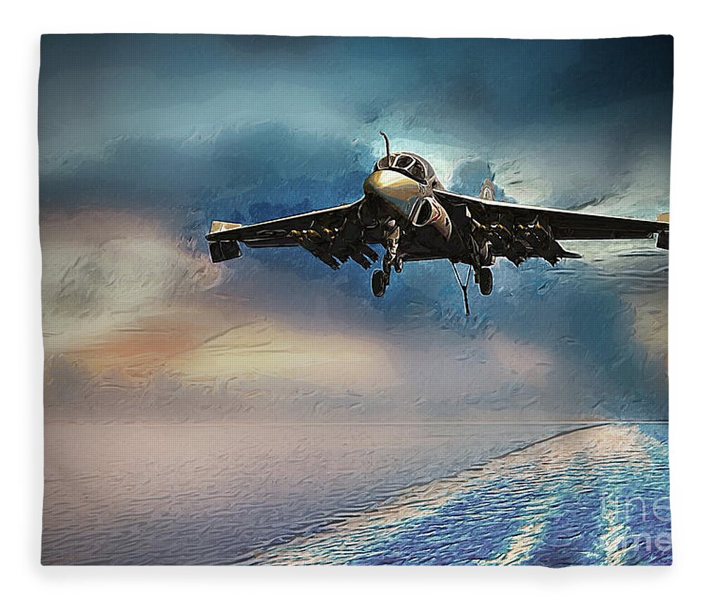 A-6 Fleece Blanket featuring the digital art Intruder Returns by Airpower Art