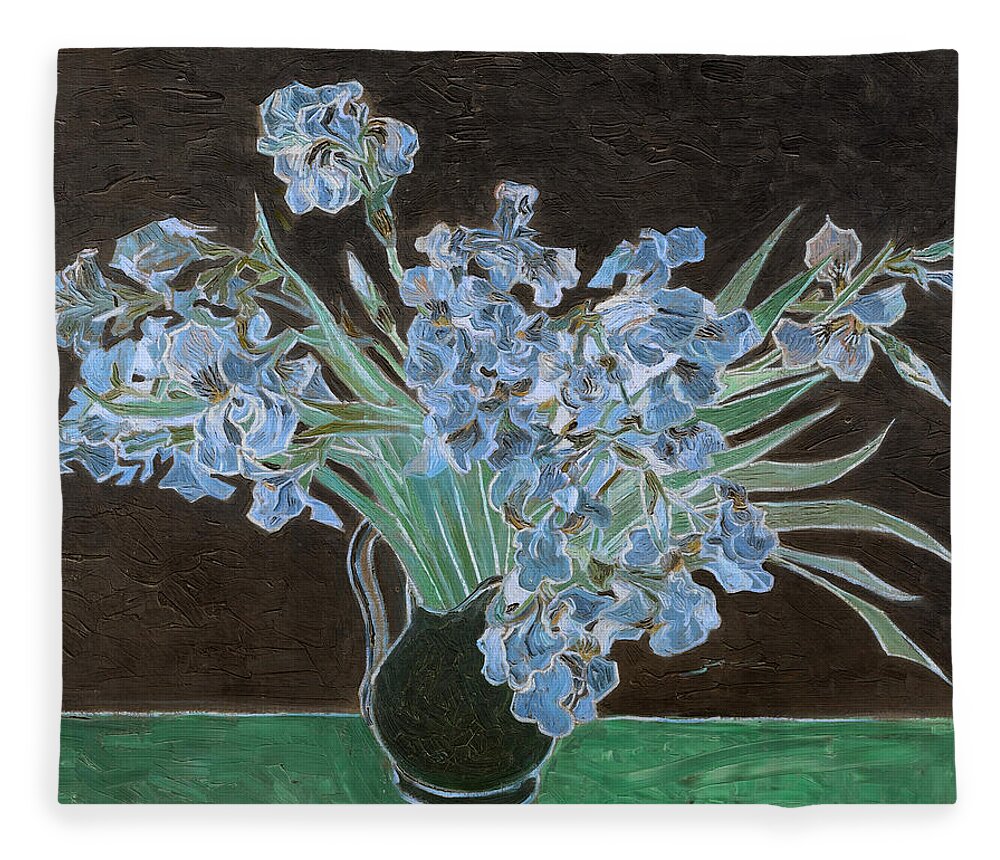 Abstract In The Living Room Fleece Blanket featuring the digital art Inv Blend 11 van Gogh by David Bridburg