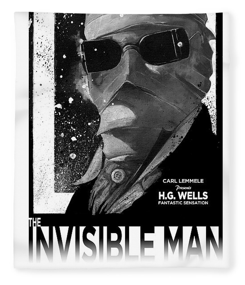Universal Studios Art Fleece Blanket featuring the mixed media Invisible Man movie poster 1933 by Sean Parnell