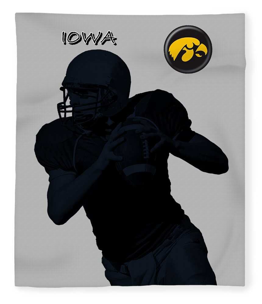 Football Fleece Blanket featuring the digital art Iowa Football by David Dehner