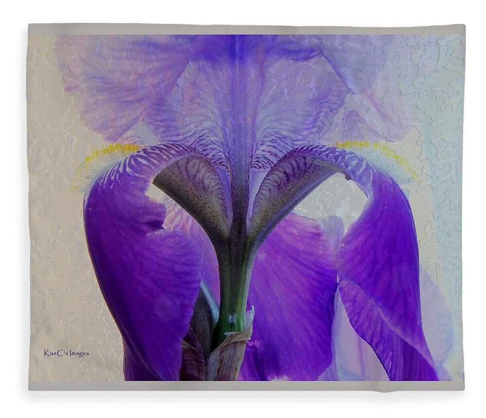 Iris Fleece Blanket featuring the photograph Iris and Ice by Kae Cheatham