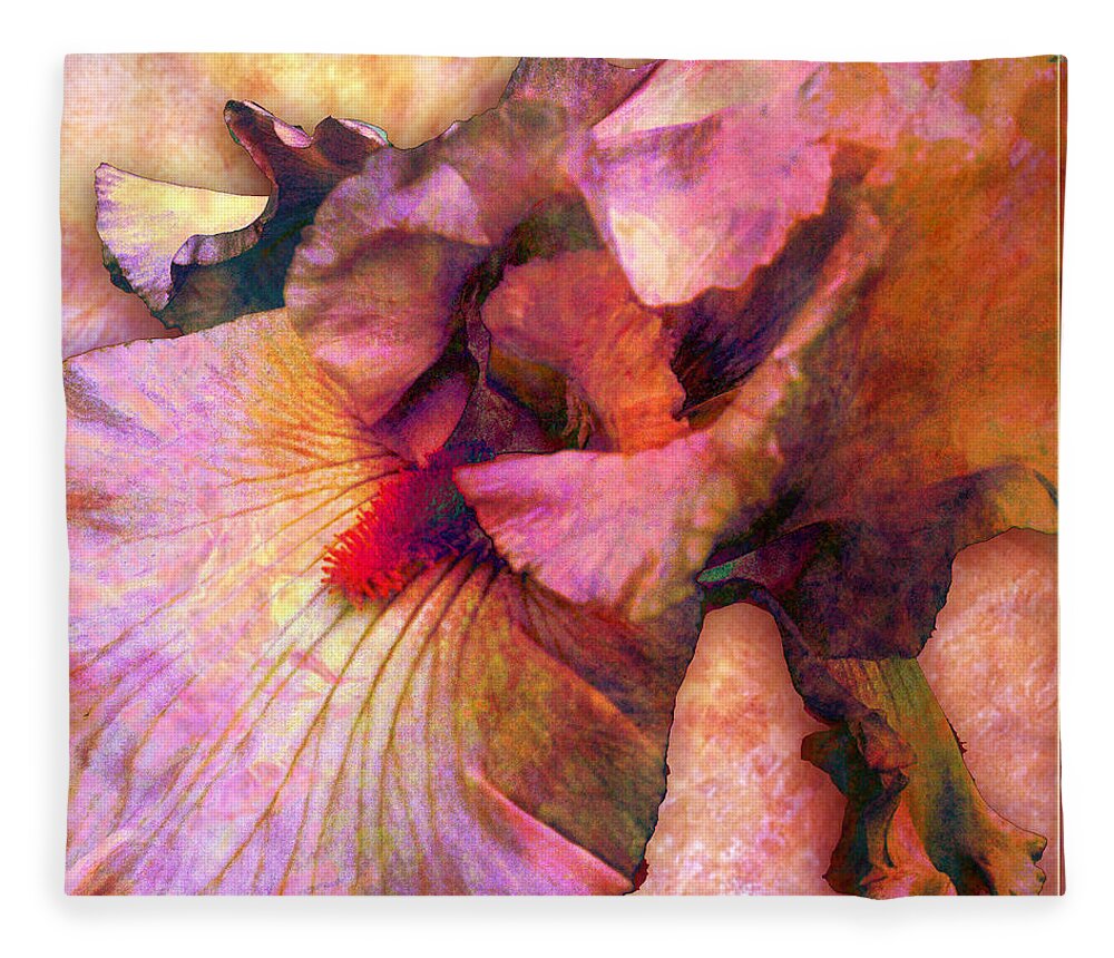 Iris Fleece Blanket featuring the digital art Iris III by Barbara Berney