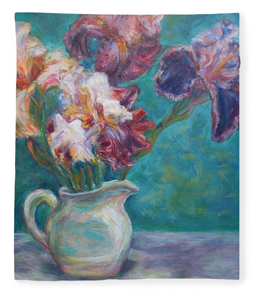 Impressionist Fleece Blanket featuring the painting Iris Medley - Original Impressionist Painting by Quin Sweetman
