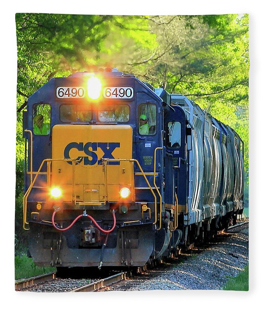 Reid Callaway Train And Track Fleece Blanket featuring the photograph Iron Age Engineers CSX Locomotive Art by Reid Callaway