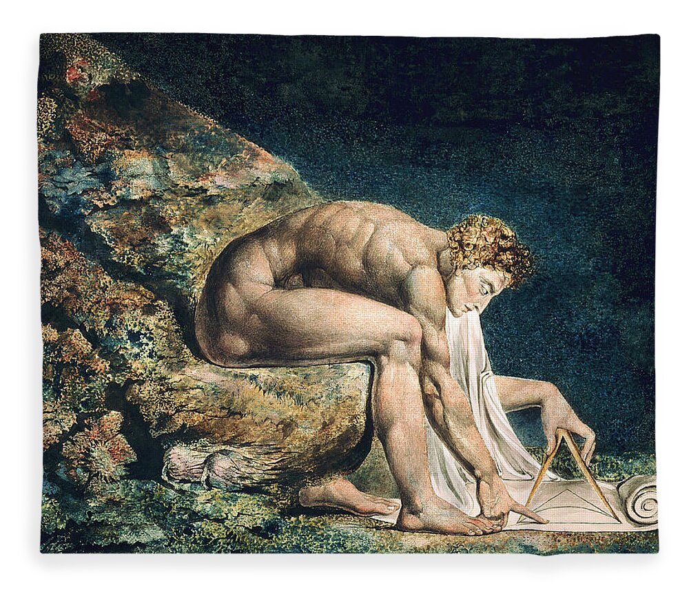 William Blake Fleece Blanket featuring the drawing Isaac Newton by William Blake