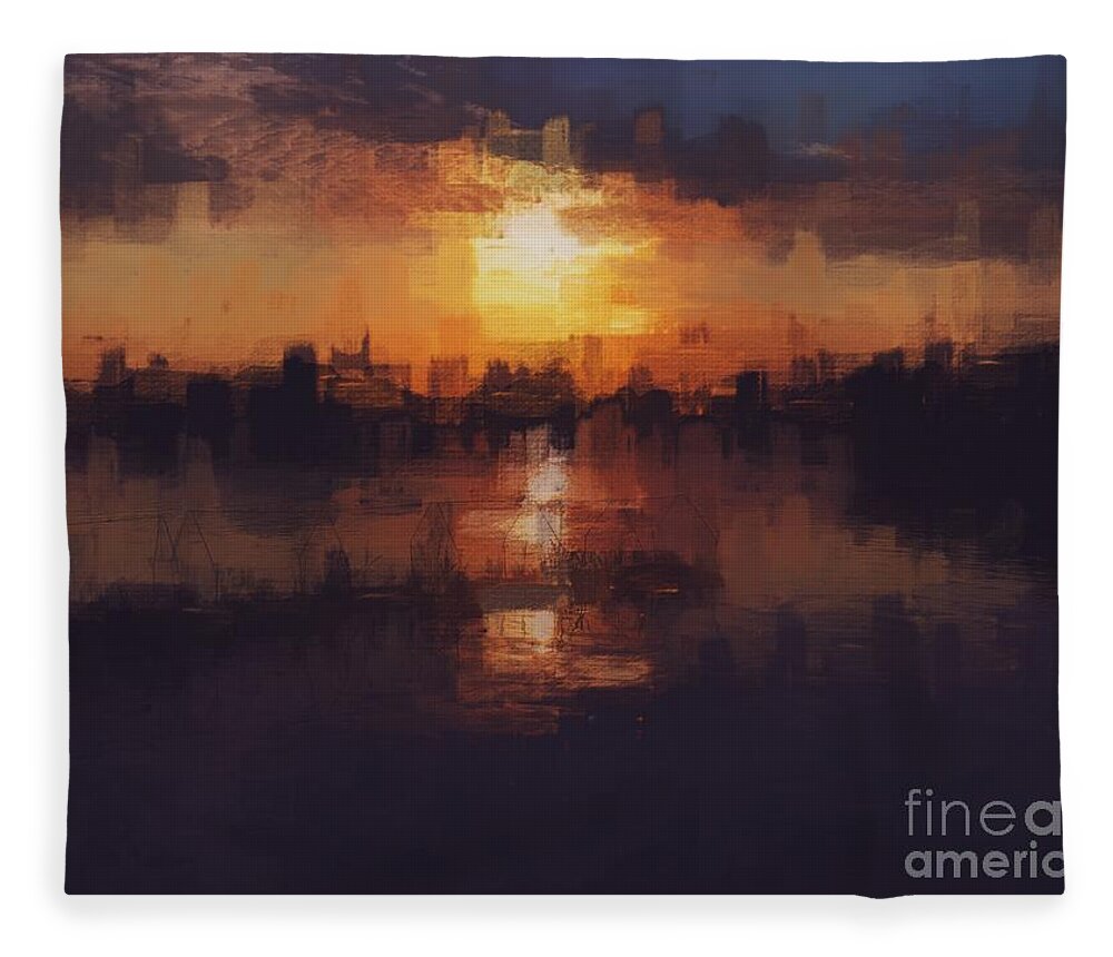 1000 Views Fleece Blanket featuring the photograph Island in the City by Jenny Revitz Soper