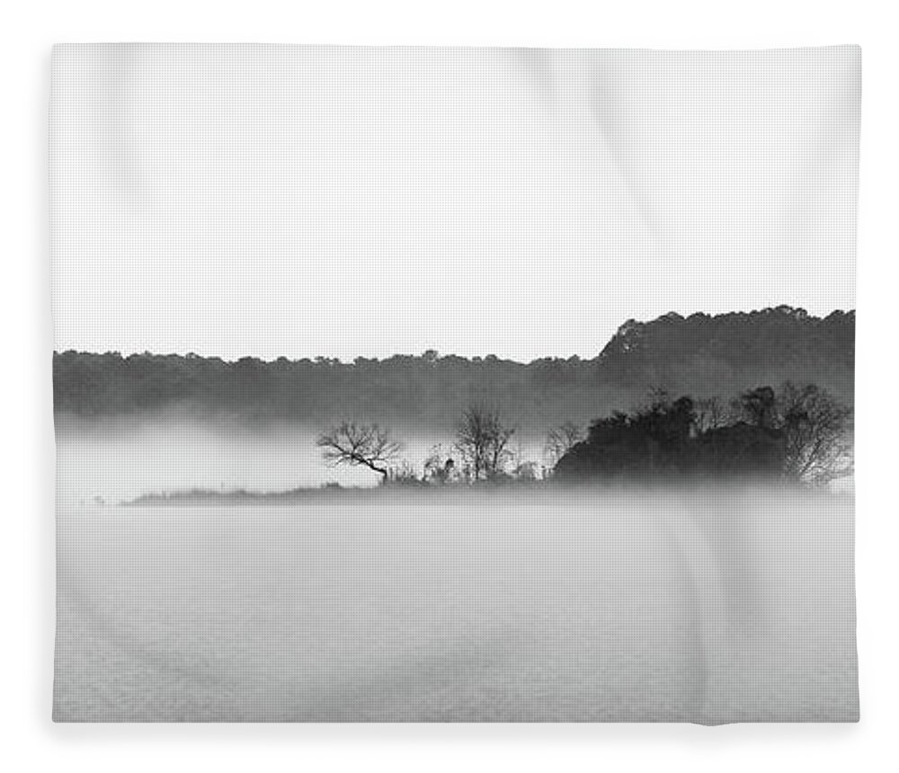Fog Fleece Blanket featuring the photograph Island In The Fog by Todd Aaron