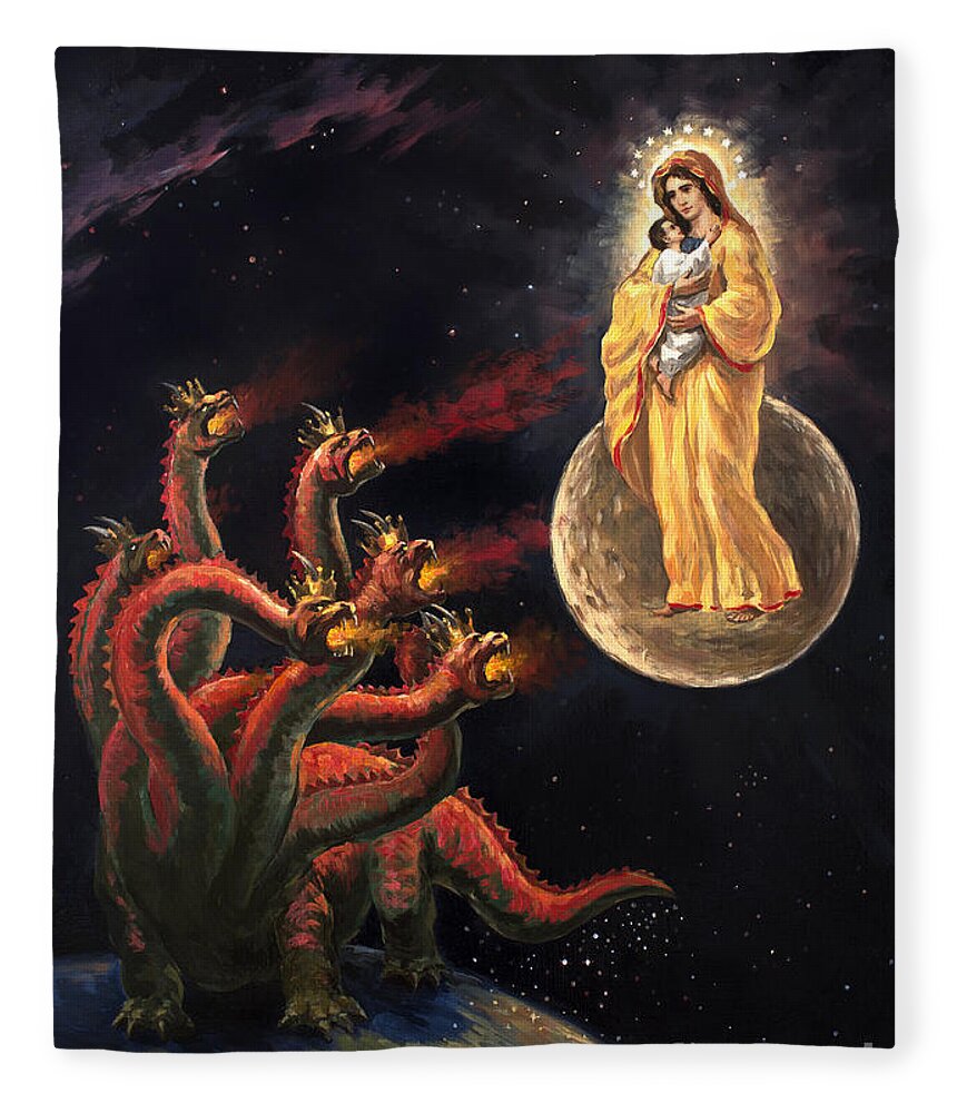 Israel Jesus and Woman v Seven Headed Dragon Revelation 12 Fleece Blanket for Sale by The Decree to Restore Jerusalem