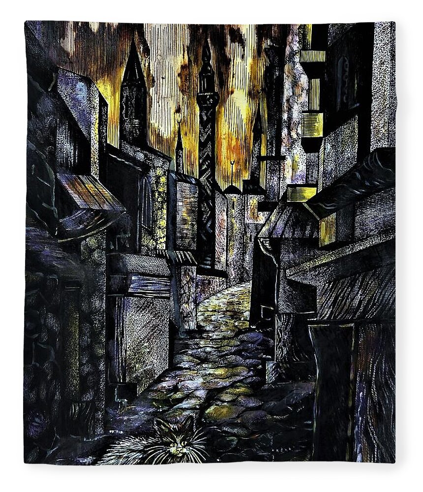 Travel Impressions Fleece Blanket featuring the drawing Istanbul Impressions. Lost in the city. by Anna Duyunova