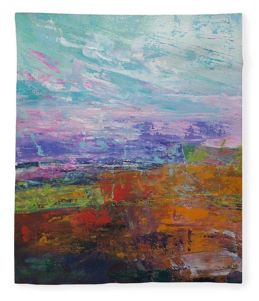 Landscape Fleece Blanket featuring the painting It Rained That Day by Linda Bailey