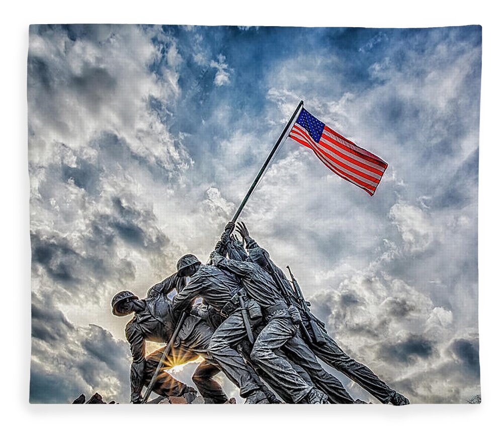 Iwo Jima Fleece Blanket featuring the photograph Iwo Jima Memorial by Susan Candelario