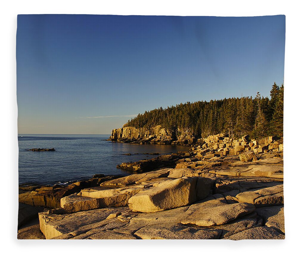 Acadia Fleece Blanket featuring the photograph Jagged Coast of Maine by Brian Kamprath