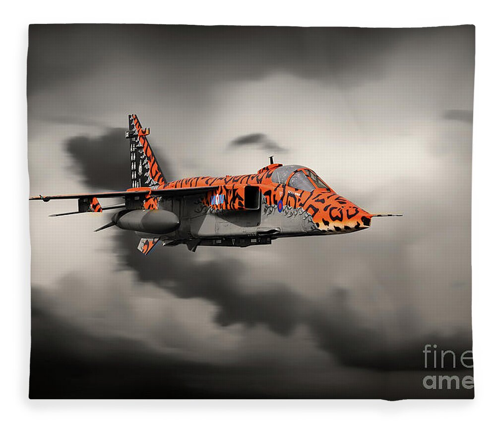 Jaguar Fleece Blanket featuring the digital art Jaguar Prowl by Airpower Art