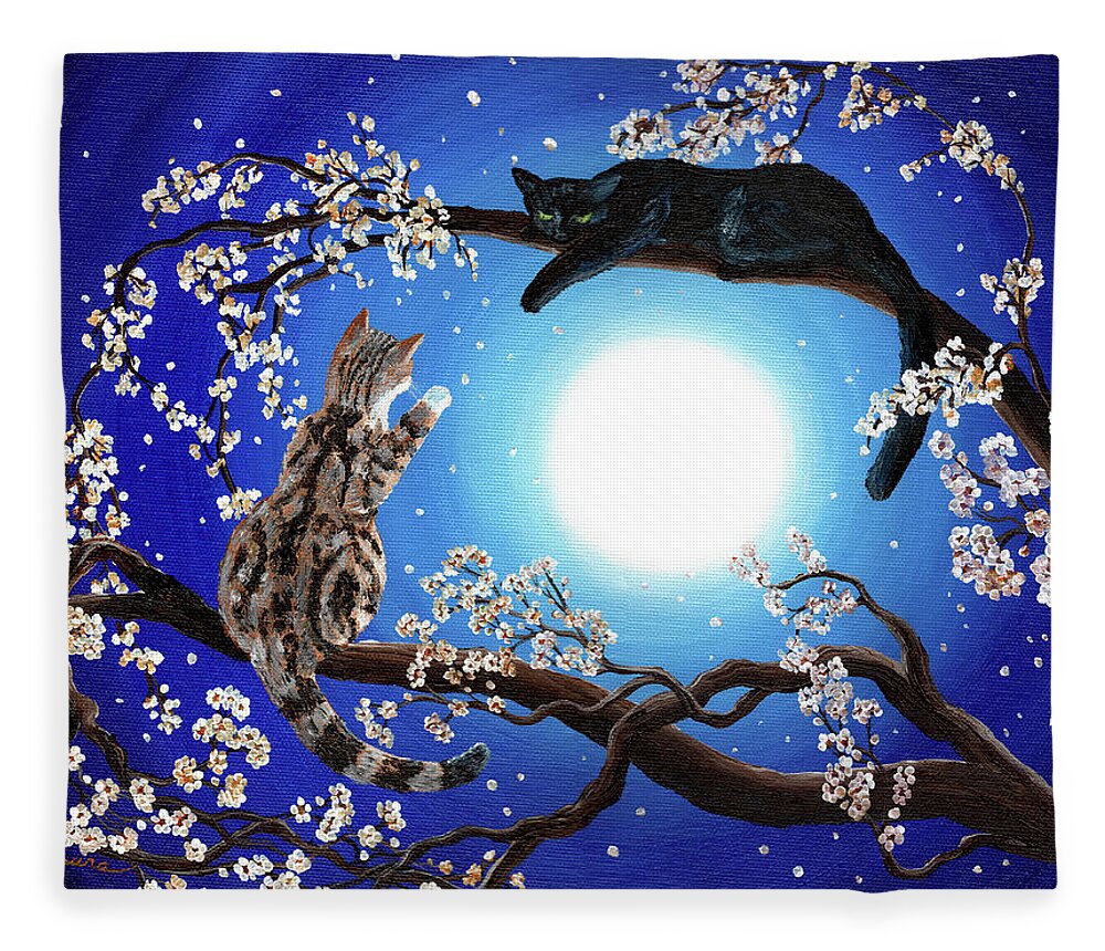 Zen Fleece Blanket featuring the painting Jake and Sasha by Laura Iverson