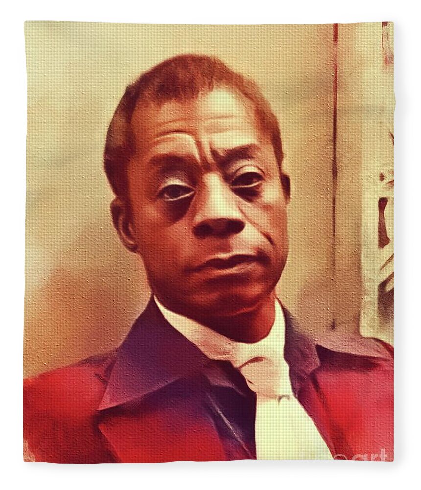James Fleece Blanket featuring the painting James Baldwin, Literary Legend by Esoterica Art Agency