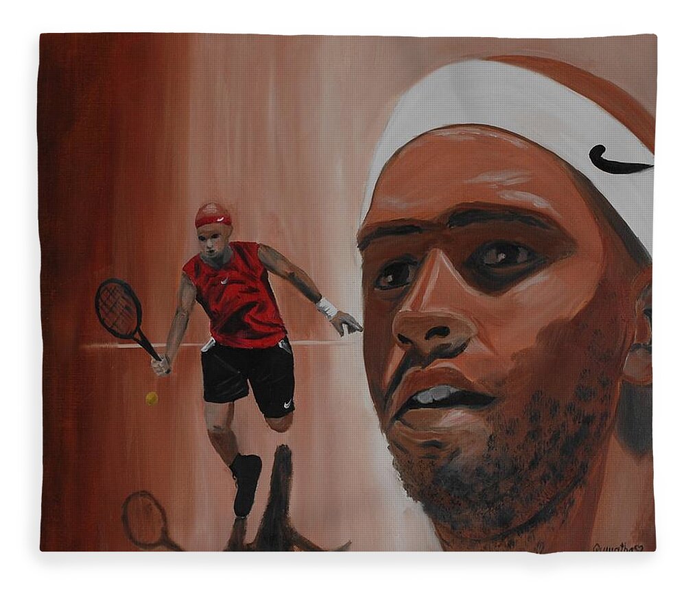 James Fleece Blanket featuring the painting James Blake by Quwatha Valentine