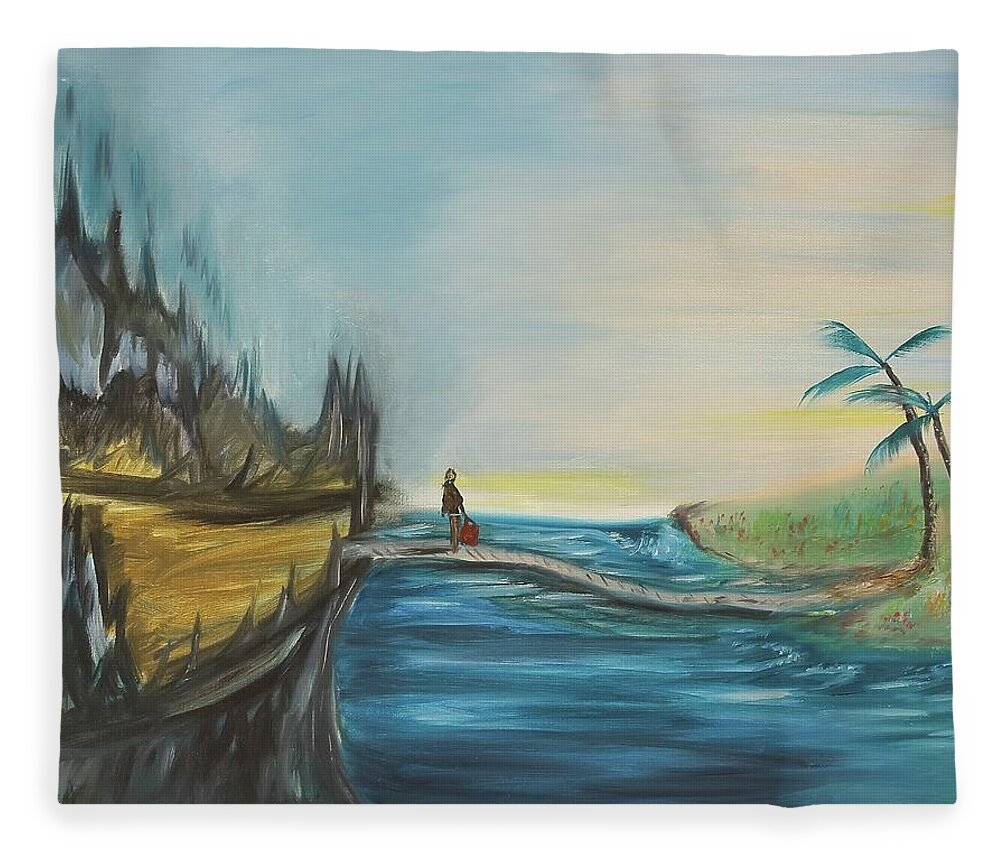 Journey Fleece Blanket featuring the painting Jana's Journey by Neslihan Ergul Colley