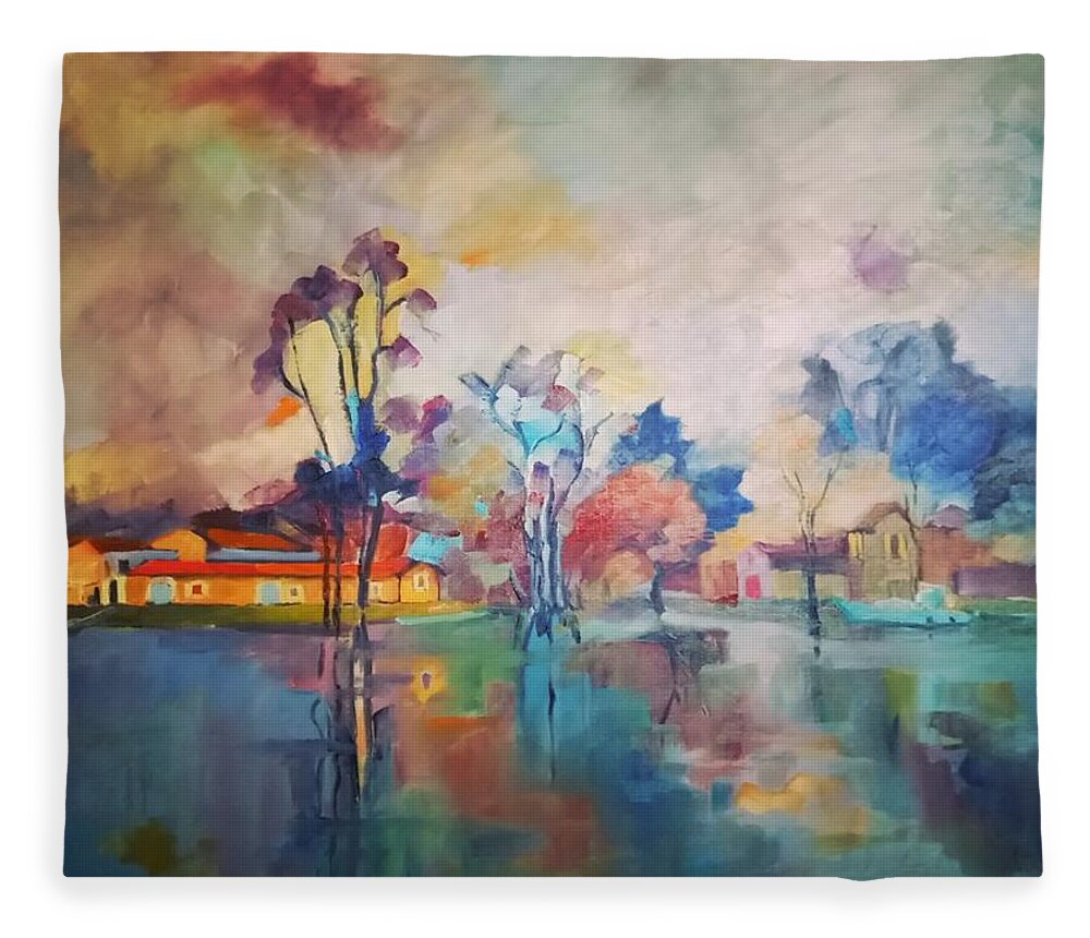  Fleece Blanket featuring the painting Jarnac on 2018 by Kim PARDON