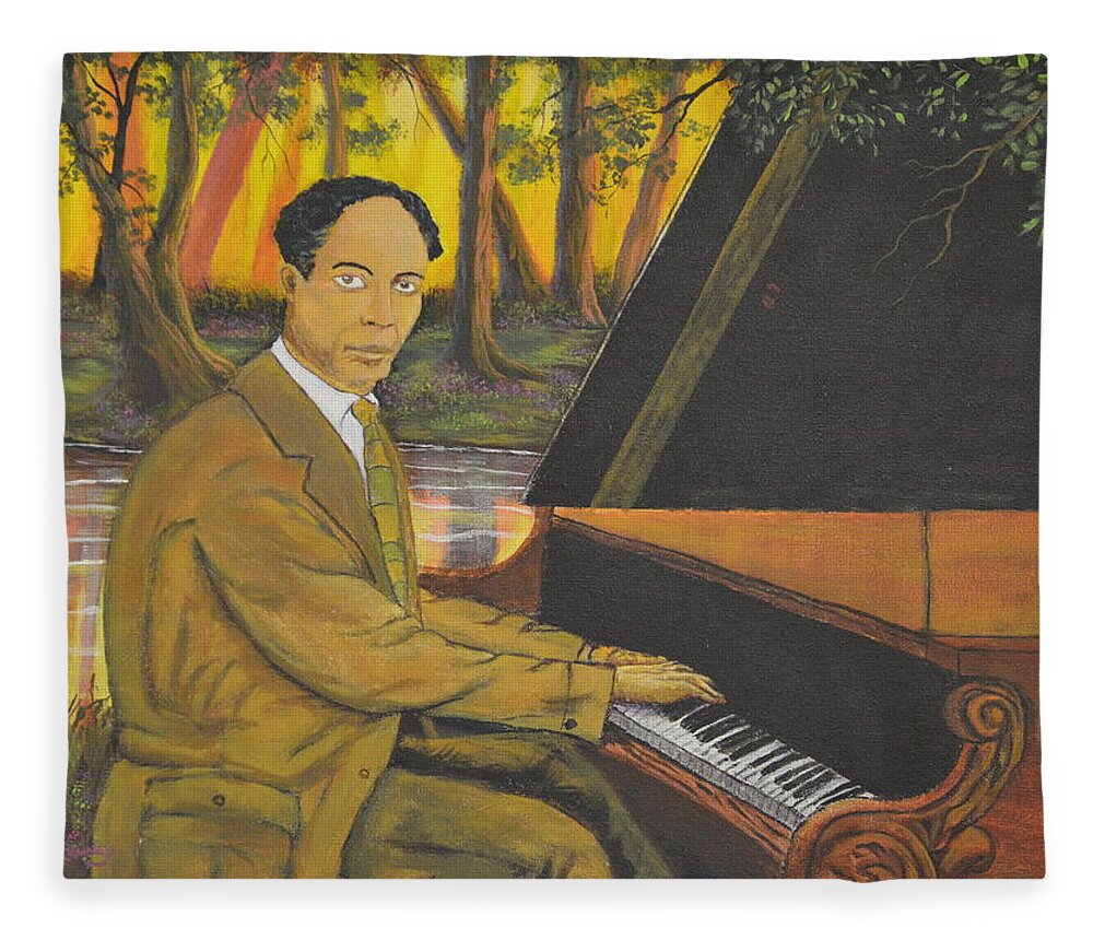 Jelly Roll Morton Fleece Blanket featuring the painting Jelly Roll Morton by Rod B Rainey