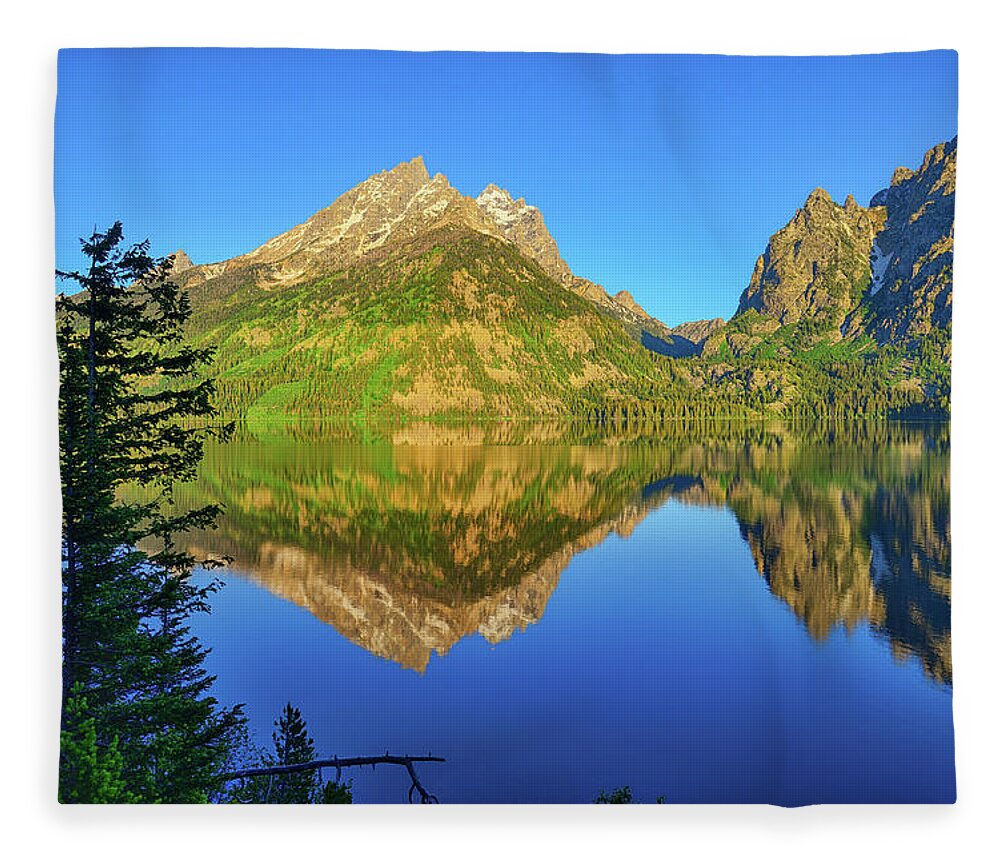 Jenny Lake Fleece Blanket featuring the photograph Jenny Lake Morning Reflections by Greg Norrell