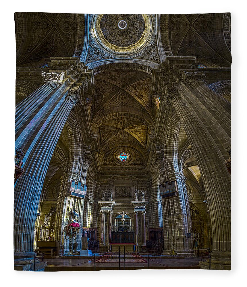 12mm F2 Fleece Blanket featuring the photograph Jerez de la Frontera Cathedral Dome from Inside Cadiz Spain by Pablo Avanzini