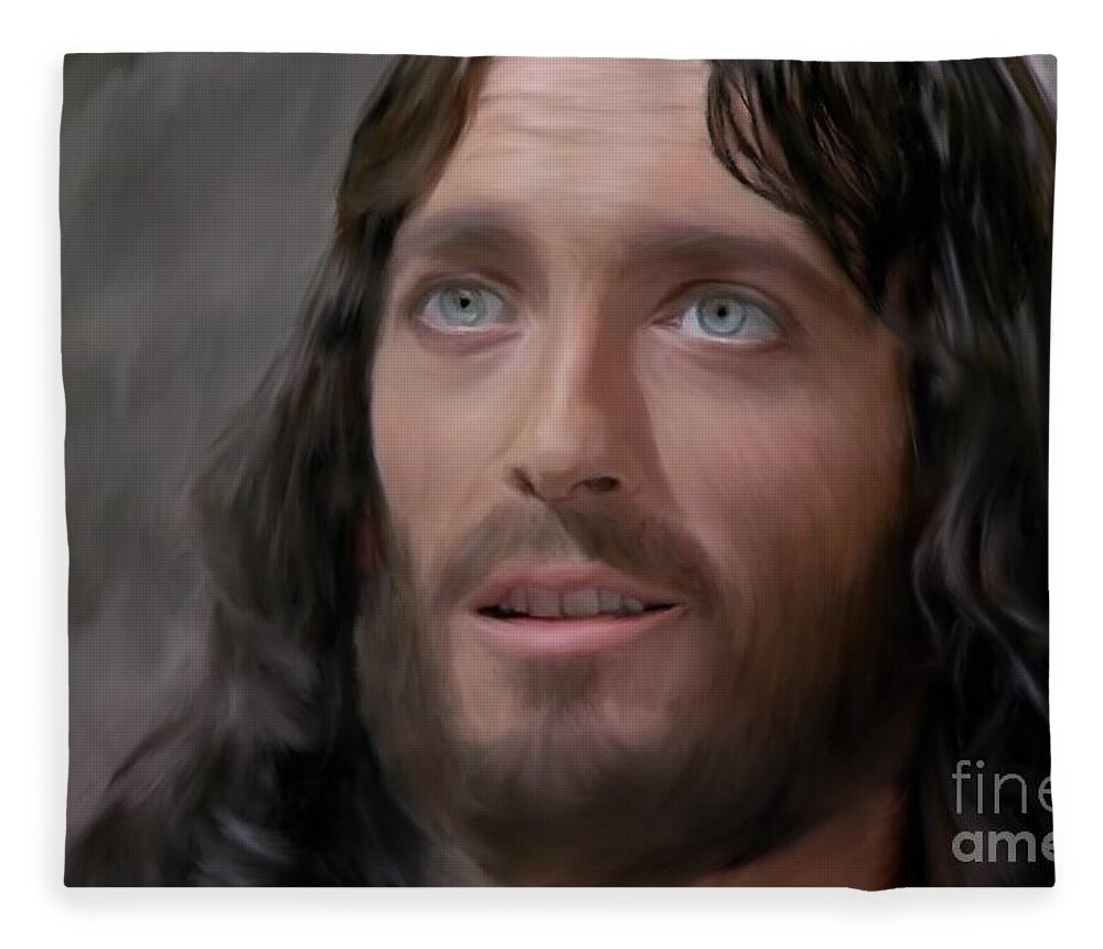  Fleece Blanket featuring the painting Jesus of Nazareth by Jack Bunds