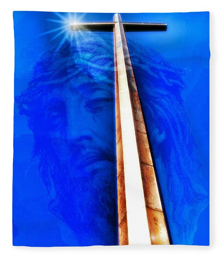 St. Augustine Cross Fleece Blanket featuring the photograph Jesus Wept by Joseph Desiderio
