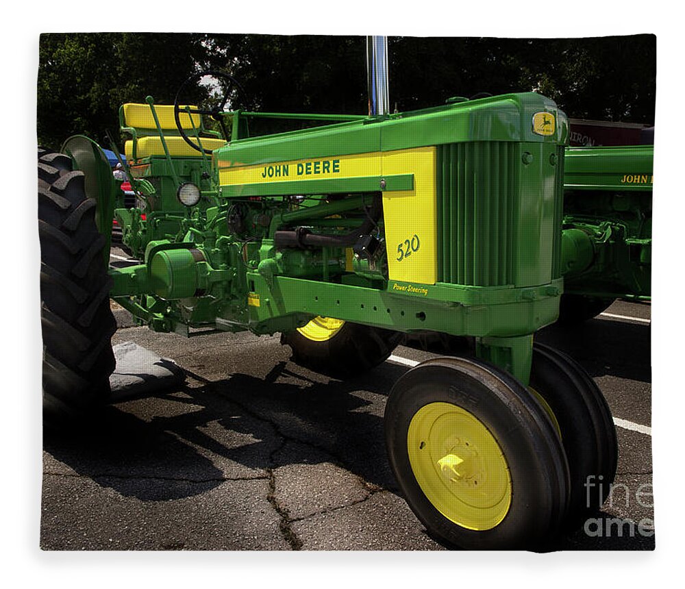 Tractor Fleece Blanket featuring the photograph John Deere 520 by Mike Eingle