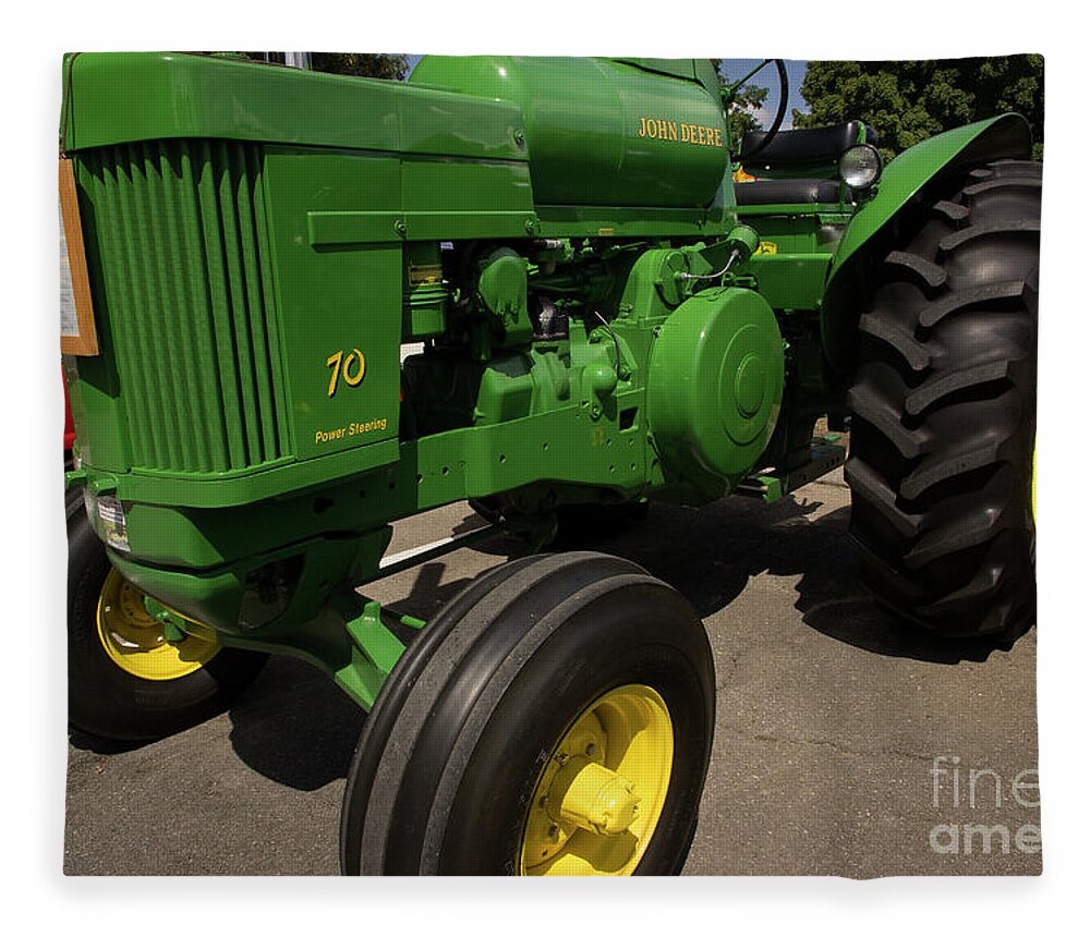 Tractor Fleece Blanket featuring the photograph John Deere 70 by Mike Eingle