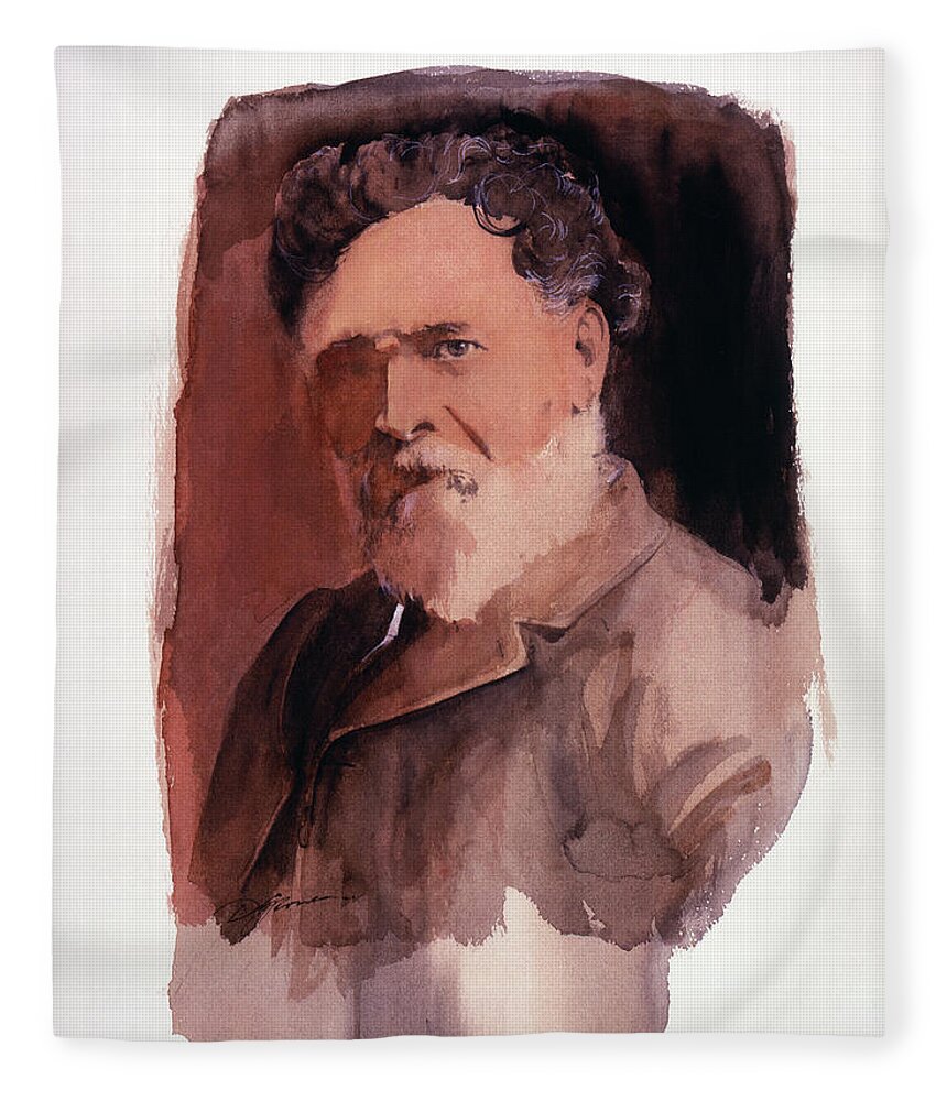 John Fannin Fleece Blanket featuring the painting John Fannin portrait by David Lloyd Glover