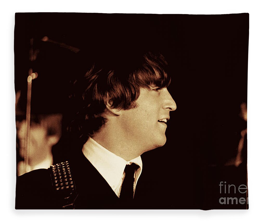Beatles Fleece Blanket featuring the photograph John Lennon by Larry Mulvehill