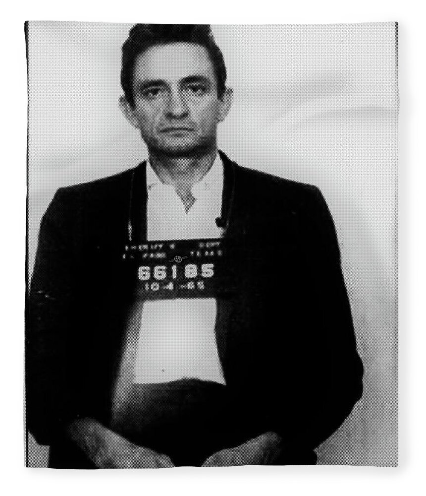 Johnny Cash Fleece Blanket featuring the photograph Johnny Cash Mug Shot Vertical Wide 16 By 20 by Tony Rubino