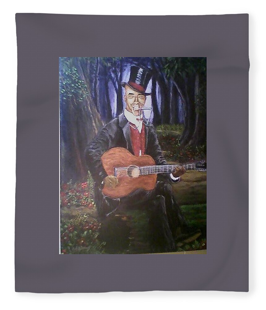 Johnny Watson Fleece Blanket featuring the painting Johnny Watson aka Daddy Stovepipe by Rod Rainey