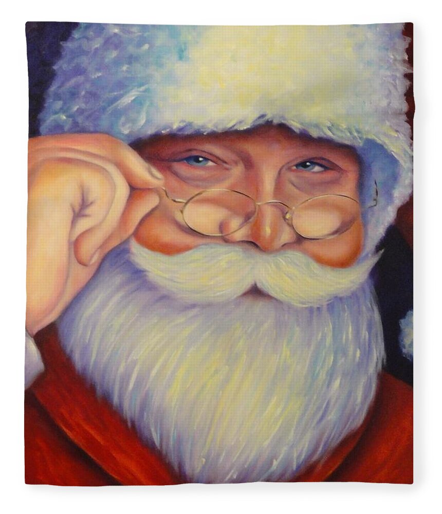 Santa Fleece Blanket featuring the painting Jolly Old Saint Nick by Shannon Grissom