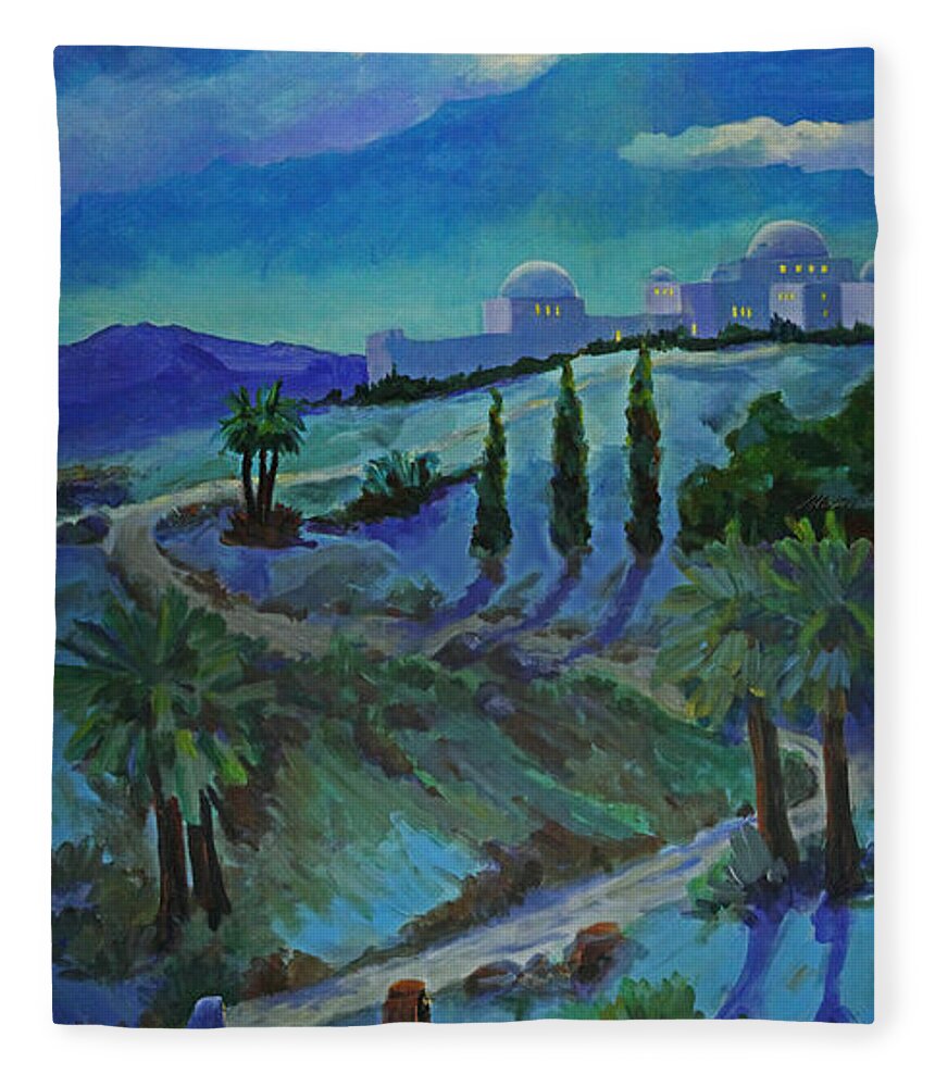 Christian Art Fleece Blanket featuring the painting No room in the Inn by Maria Hunt