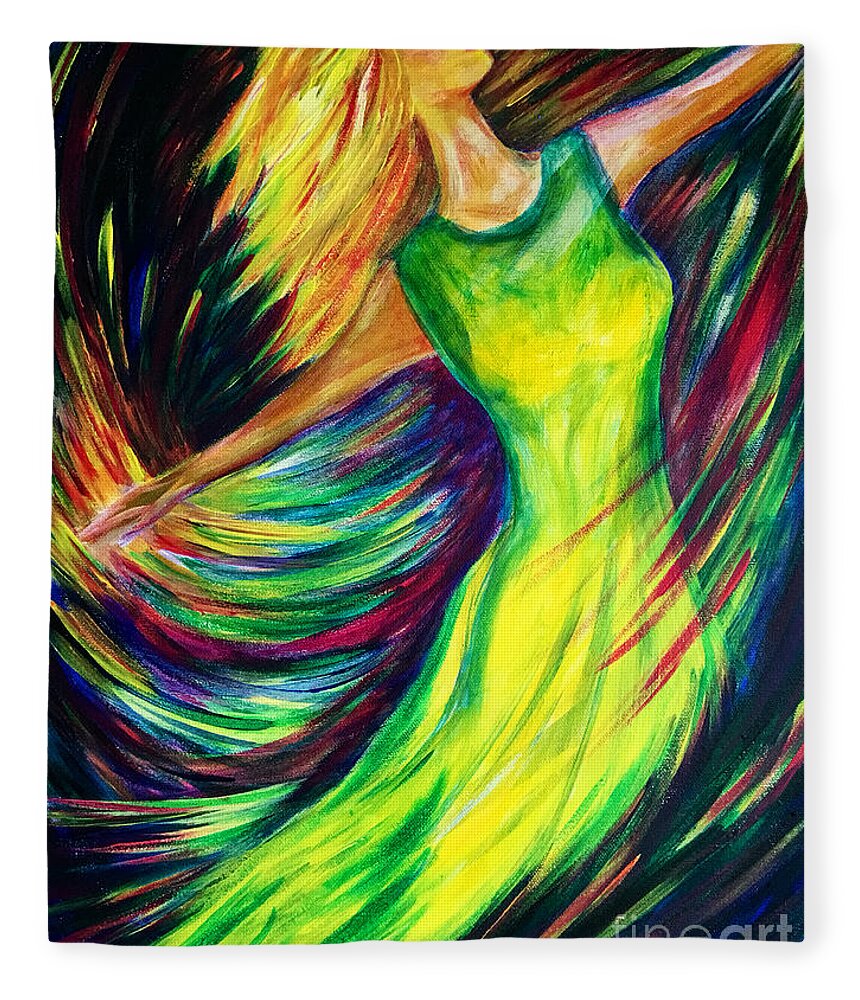 Prophetic Art Fleece Blanket featuring the painting Joy's Dance by Pam Herrick