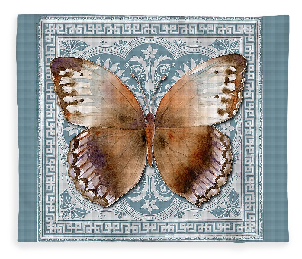 Laglaizei Fleece Blanket featuring the painting Jungle Queen Butterfly Design by Amy Kirkpatrick