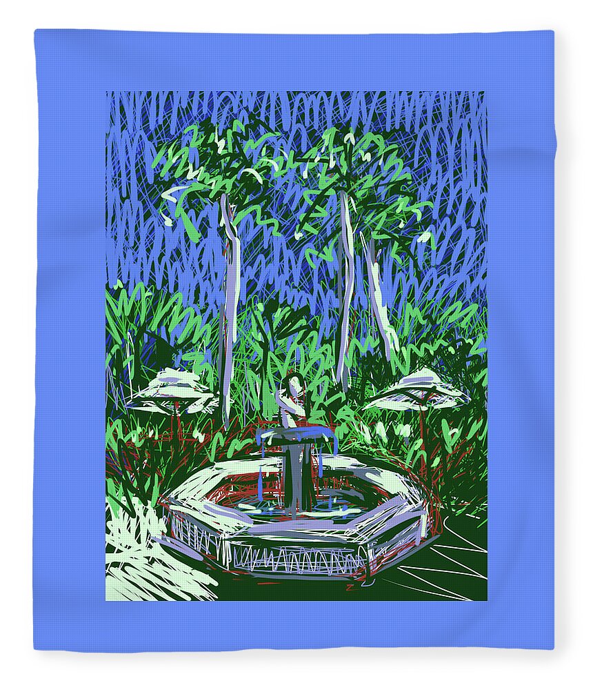 Jungle Fleece Blanket featuring the painting Jungles Of Palm Beach by Jean Pacheco Ravinski