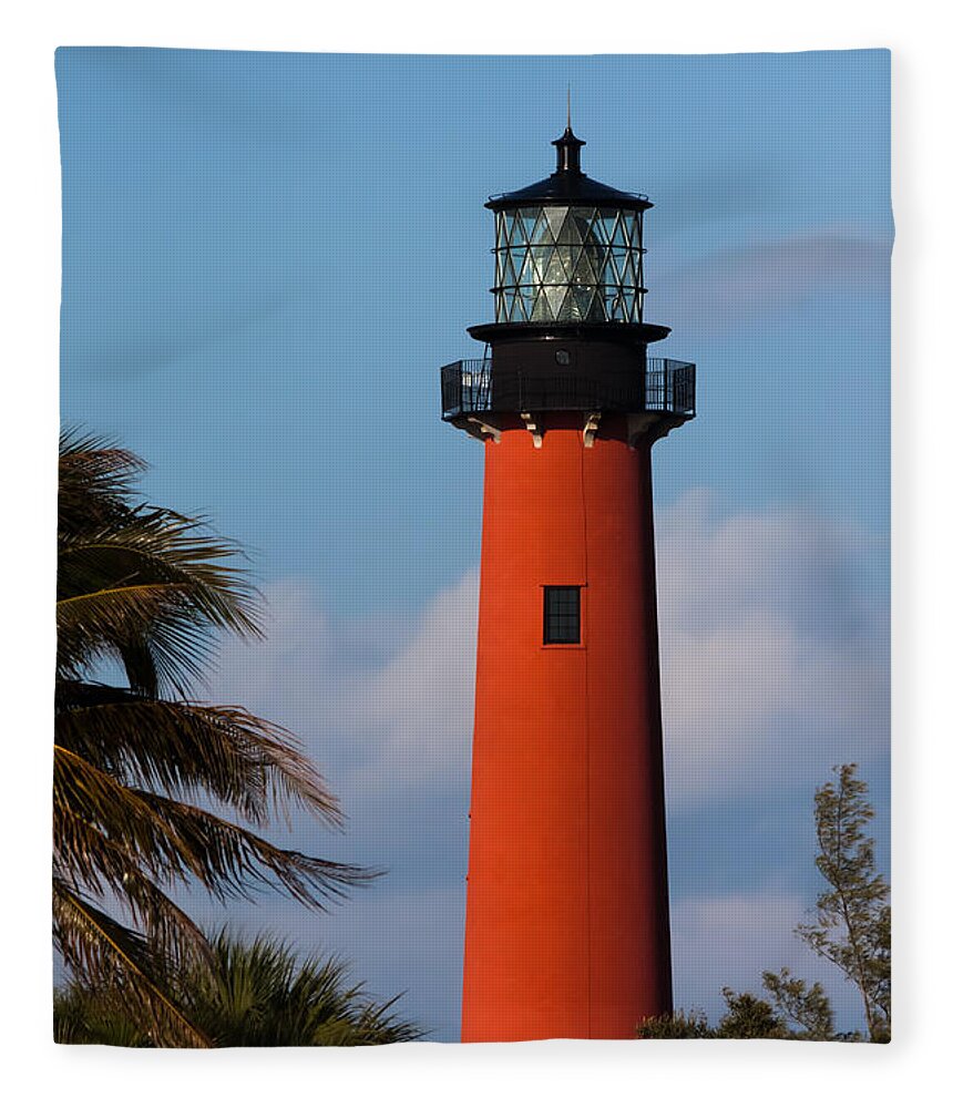 Architecture Fleece Blanket featuring the photograph Jupiter Inlet Lighthouse by Ed Gleichman