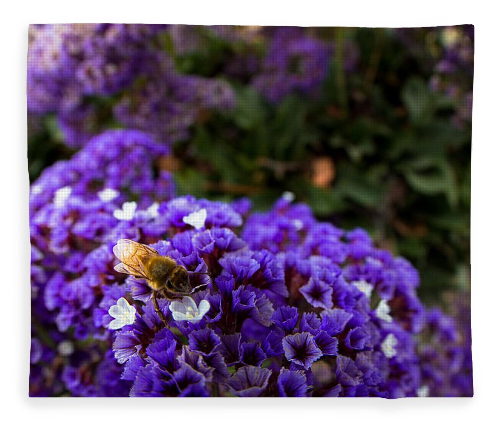 Bee Fleece Blanket featuring the photograph Just a quick stop by Lora Lee Chapman