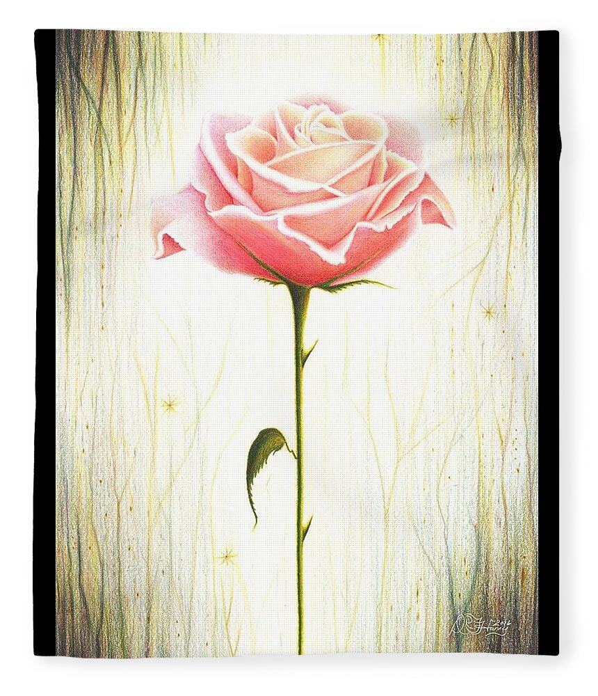 Rose Fleece Blanket featuring the drawing Just Another Common Beauty by Danielle R T Haney