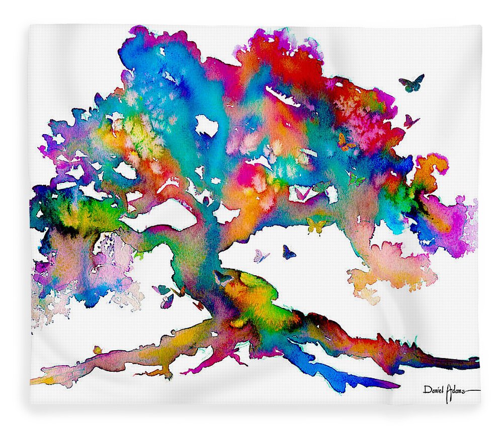 Tree Fleece Blanket featuring the painting Kelly's Tree  Daniel Adams by Daniel Adams