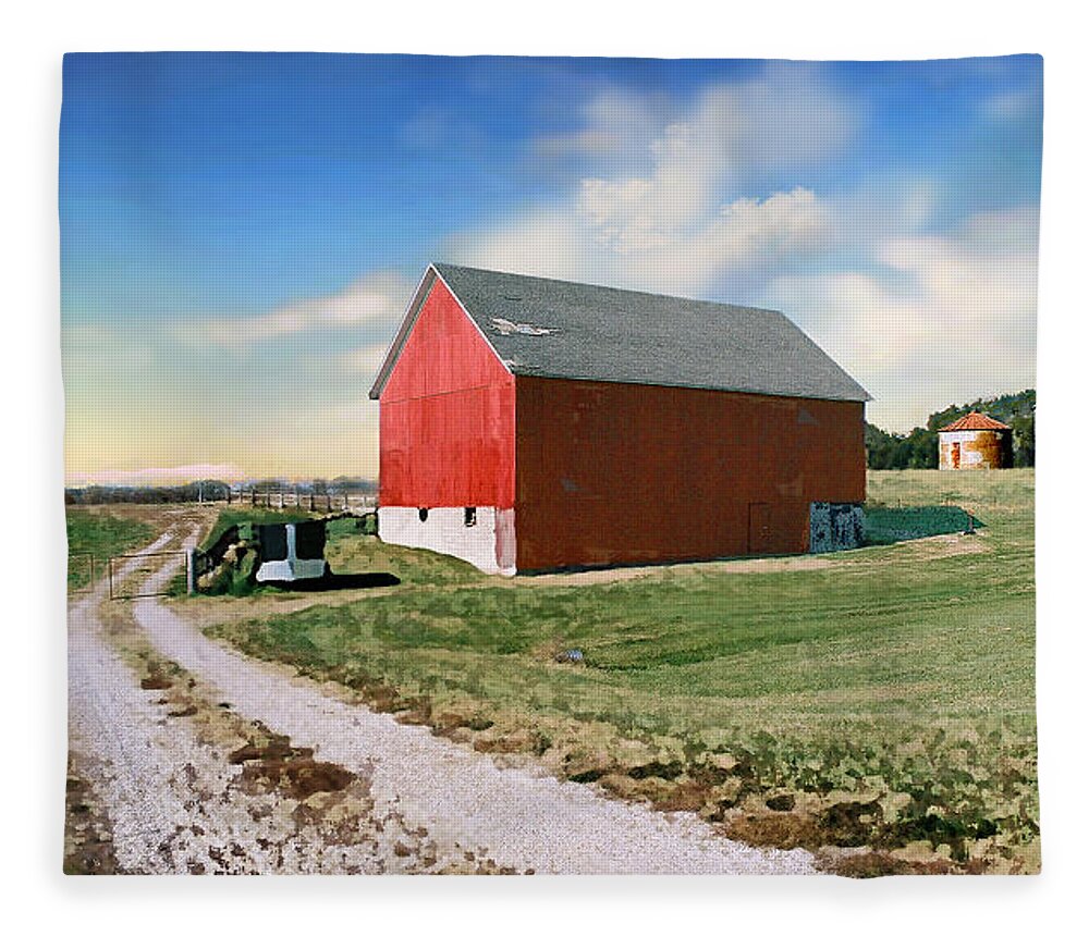 Barn Fleece Blanket featuring the photograph Kansas landscape II by Steve Karol