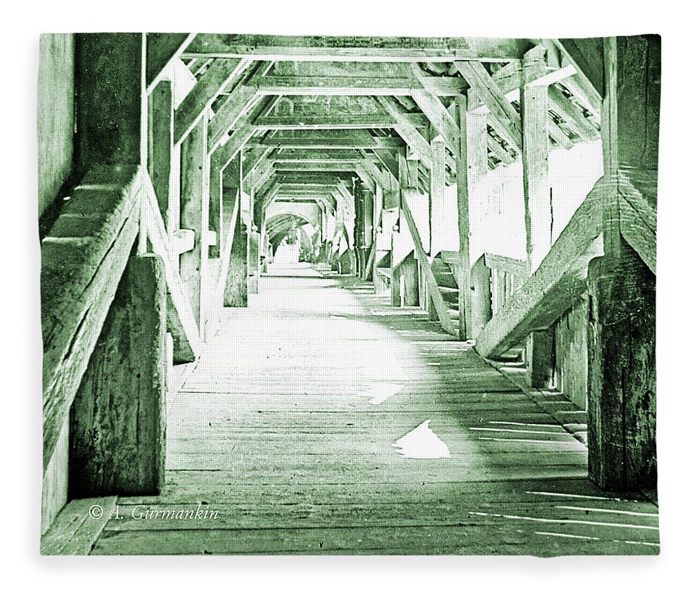 Kapell Fleece Blanket featuring the photograph Kapell Bridge, Lucerne, Switzerland, 1903, Vintage, Photograph by A Macarthur Gurmankin