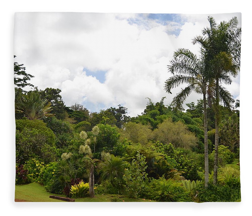 Kauai Fleece Blanket featuring the photograph Kauai Hindu Monastery Greenery 1 by Amy Fose